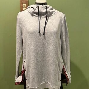 Maurices Gray Hoodie with Plaid Accents
